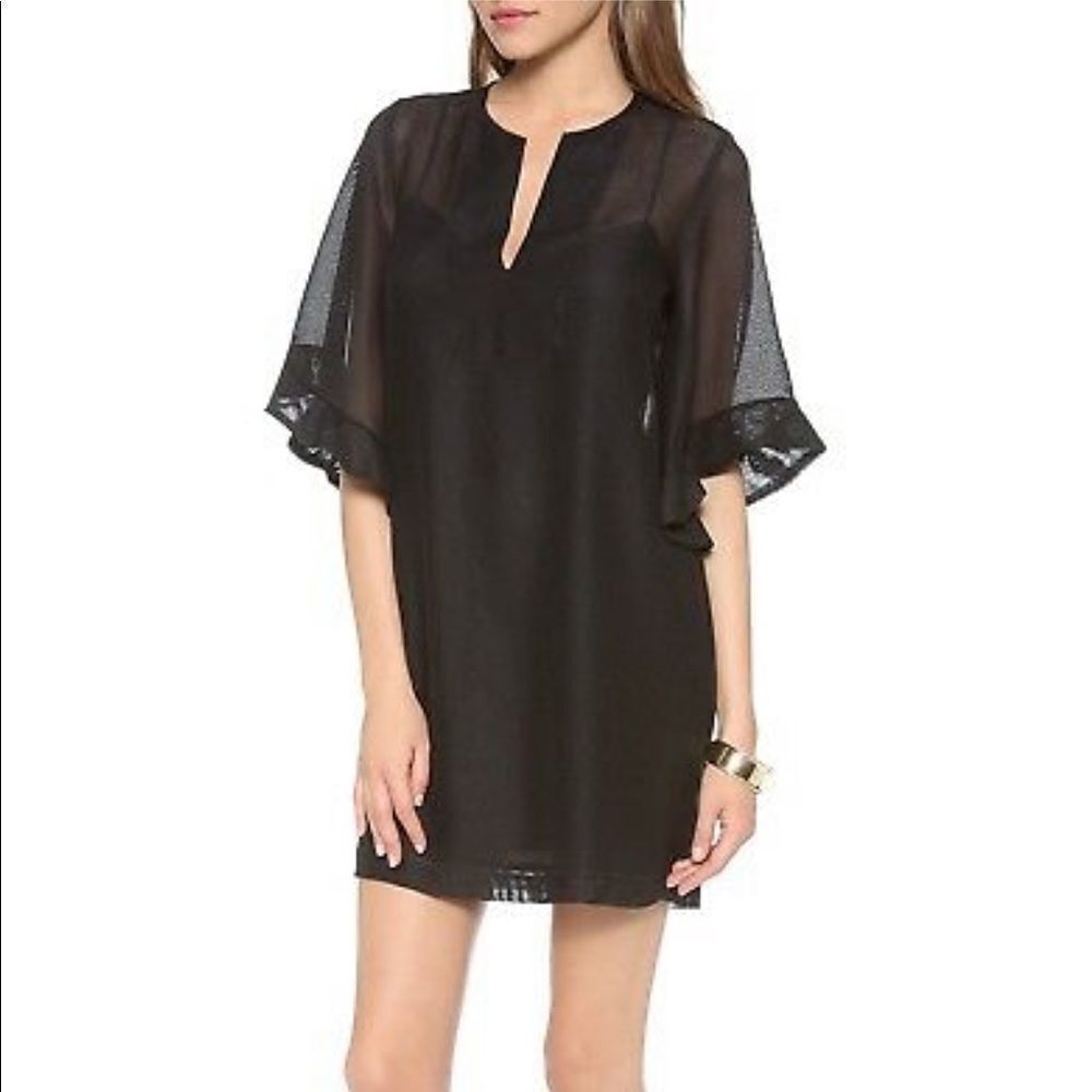 BCBGMAXAZRIA Tati Black Short Sleeve Ruffle Sleeve Mini Dress XS - Picture 5 of 10